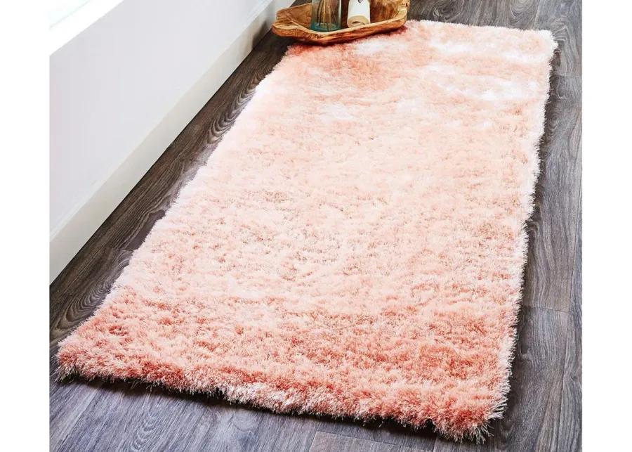 Indochine Plush Shag Area Rug with Metallic Sheen in Salmon Pink by Feizy