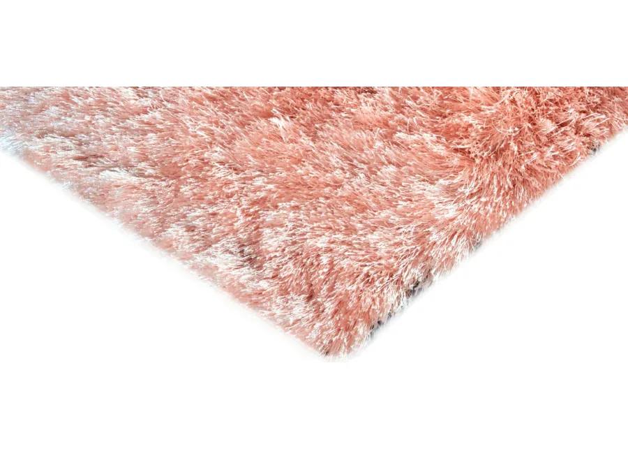 Indochine Plush Shag Area Rug with Metallic Sheen in Salmon Pink by Feizy