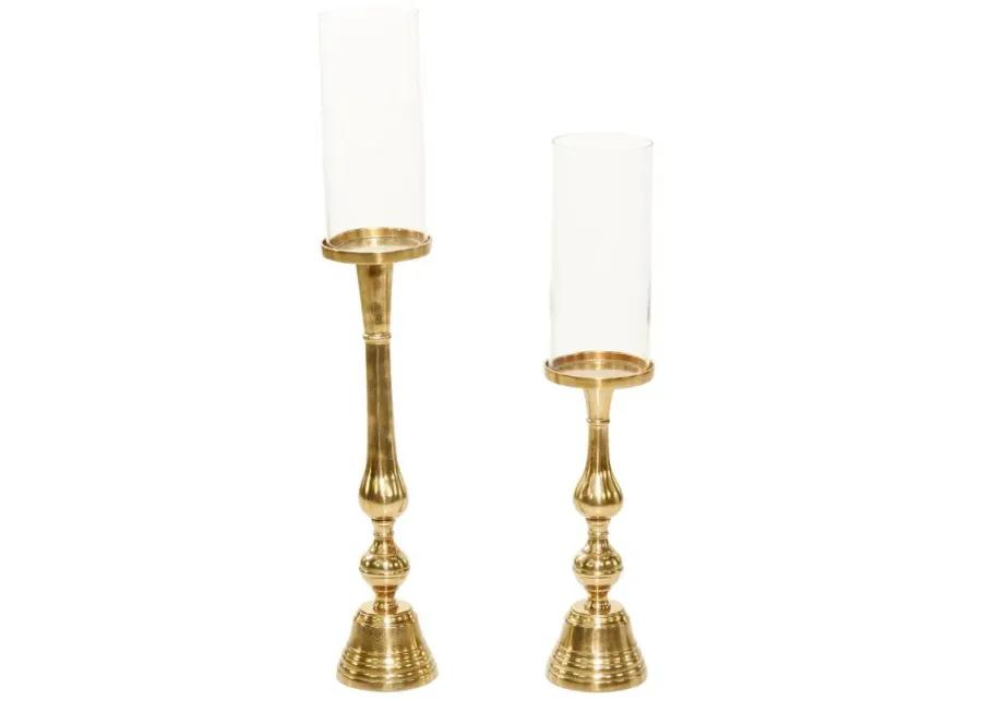 Ivy Collection Xia Candle Holders Set of 2 in Gold by UMA Enterprises