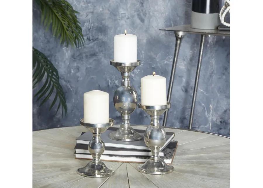 Novogratz Set of 3 Silver Aluminum Candle Holders in Silver by UMA Enterprises