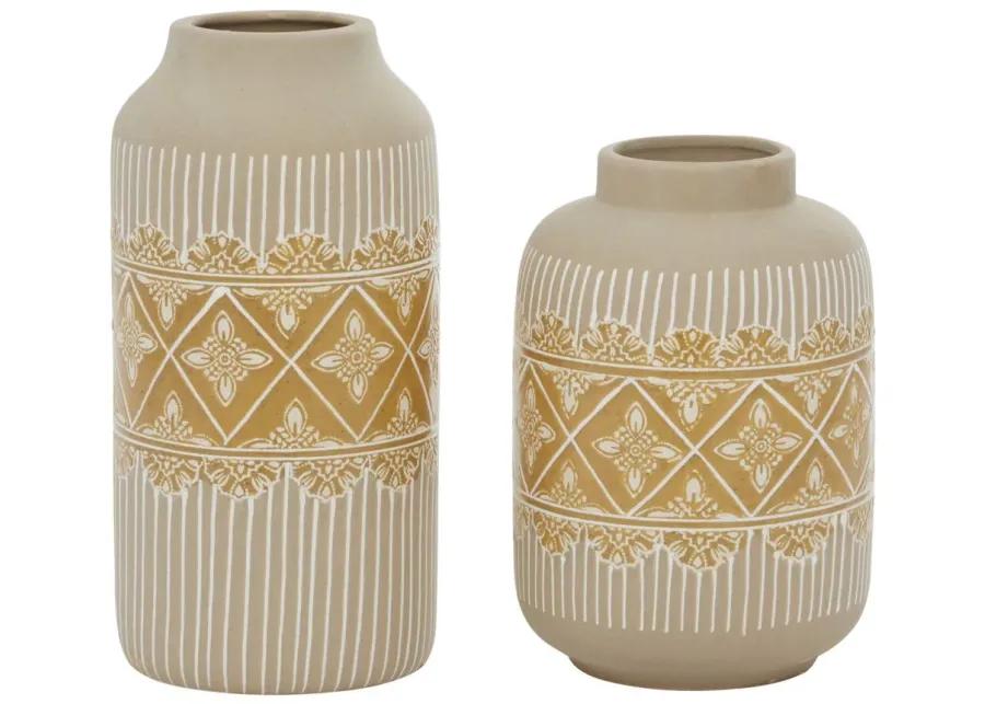 Ivy Collection Thingieverse Vase Set of 2 in Beige by UMA Enterprises