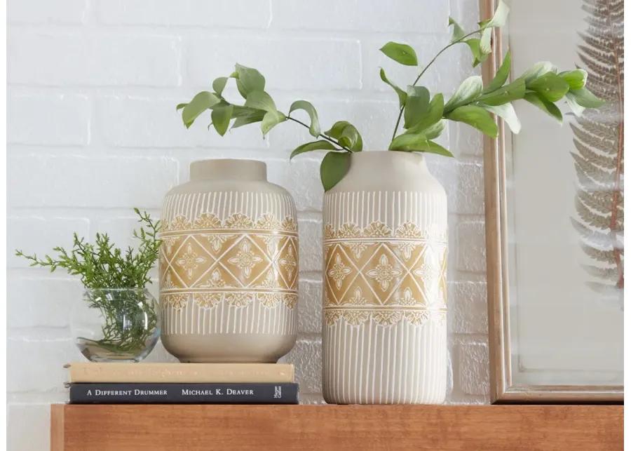 Ivy Collection Thingieverse Vase Set of 2 in Beige by UMA Enterprises