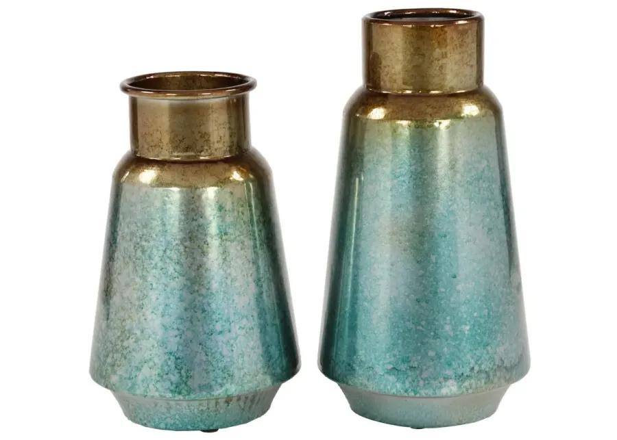 Ivy Collection Denka Vase Set of 2 in Turquoise by UMA Enterprises