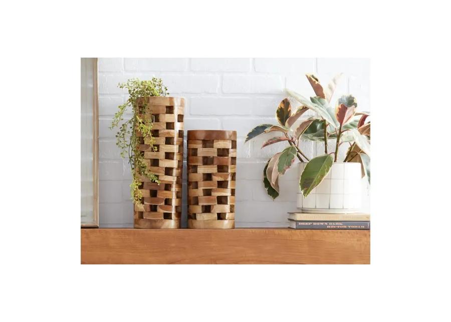 Ivy Collection Alpacaso Vase Set of 2 in Brown by UMA Enterprises