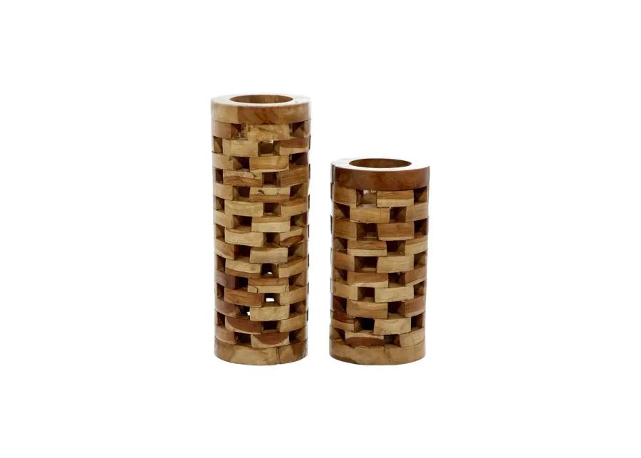 Ivy Collection Alpacaso Vase Set of 2 in Brown by UMA Enterprises