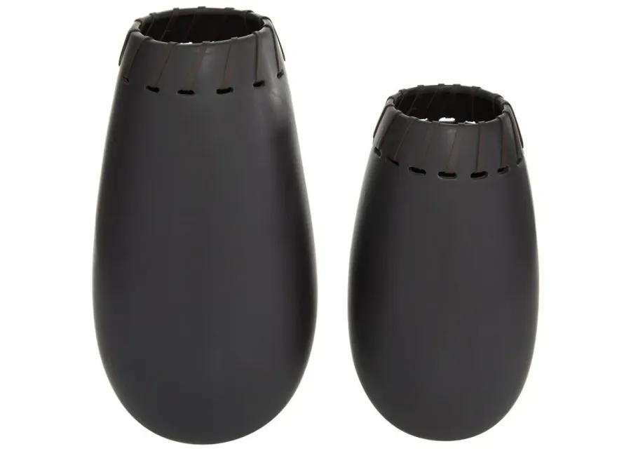 Ivy Collection Dortmund Vase Set of 2 in Black by UMA Enterprises