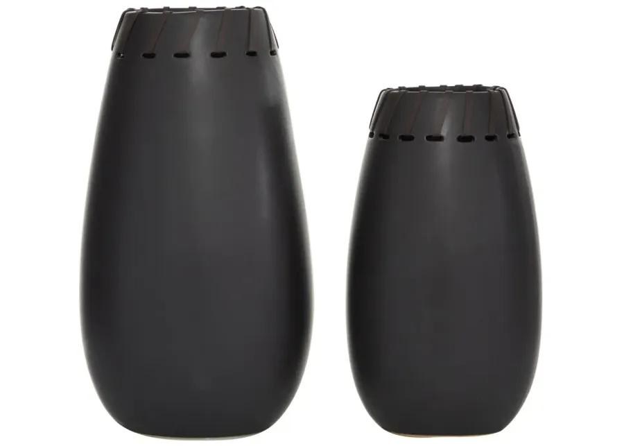 Ivy Collection Dortmund Vase Set of 2 in Black by UMA Enterprises