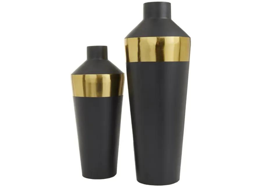 Ivy Collection Archimedes Vase Set of 2 in Black by UMA Enterprises