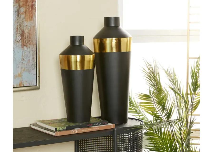 Ivy Collection Archimedes Vase Set of 2 in Black by UMA Enterprises