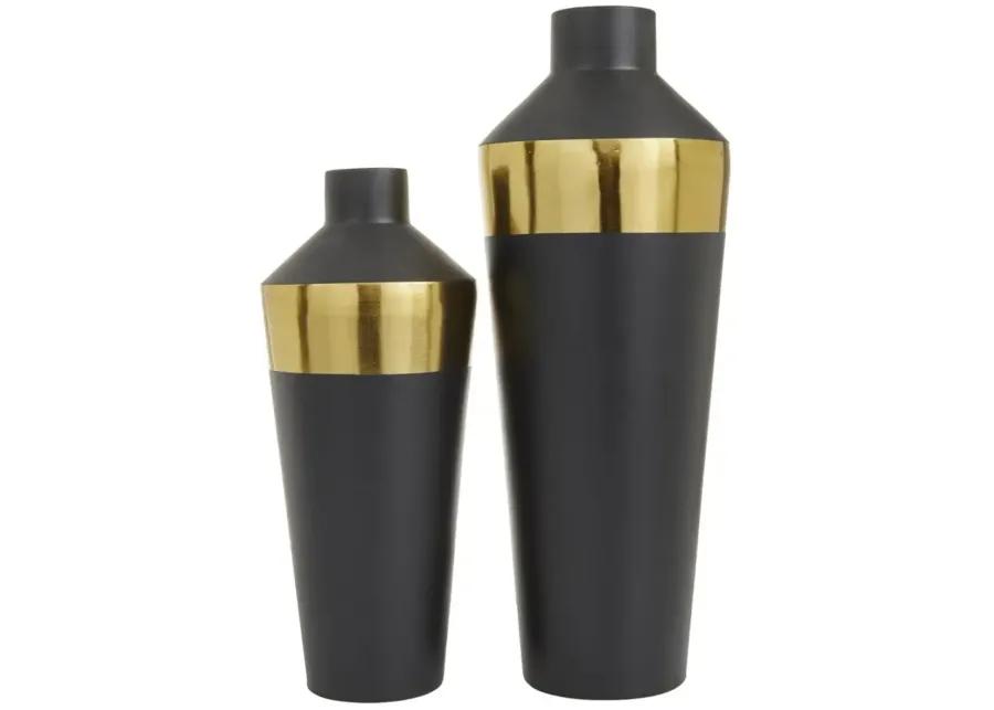 Ivy Collection Archimedes Vase Set of 2 in Black by UMA Enterprises