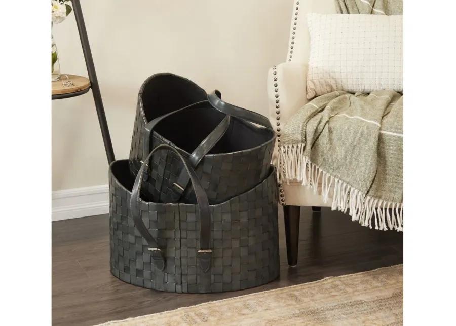 Ivy Collection Caboodle Storage Basket - Set of 2 in Dark Blue by UMA Enterprises