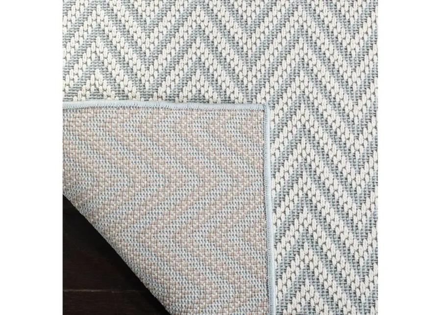 Bermuda Chevron Indoor/Outdoor Runner Rug in Light Blue & Cream by Safavieh