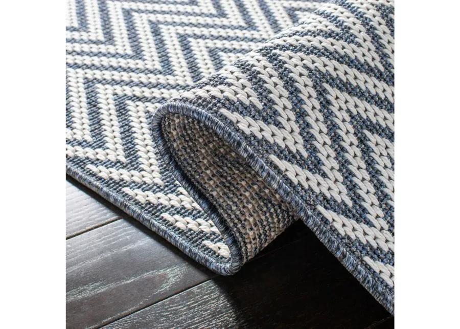 Bermuda Chevron Indoor/Outdoor Runner Rug in Light Blue & Cream by Safavieh