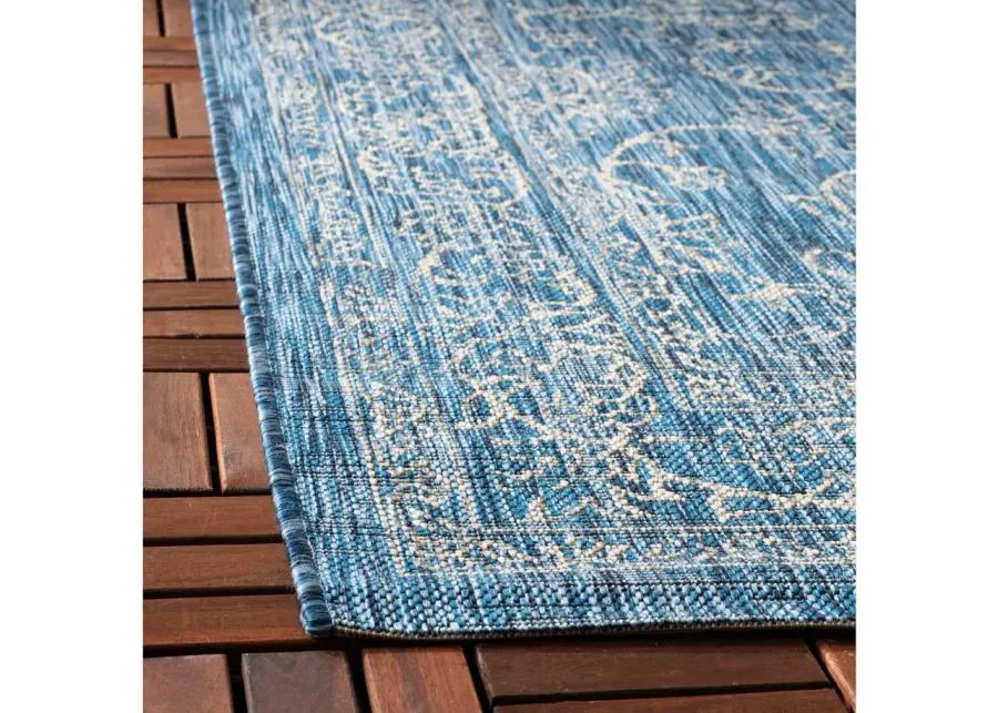 Courtyard Pacific Indoor/Outdoor Runner Rug in Navy & Ivory by Safavieh