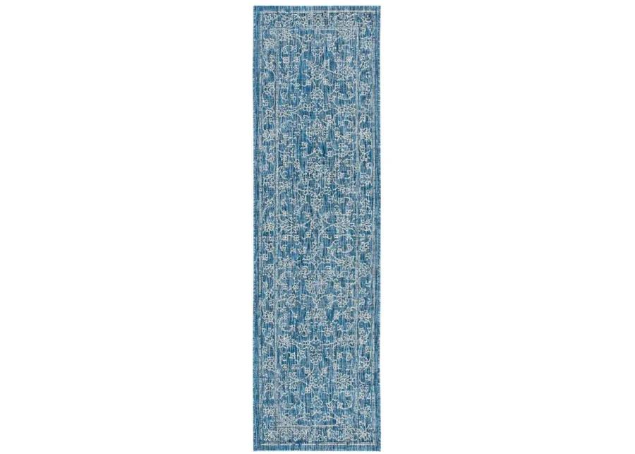 Courtyard Pacific Indoor/Outdoor Runner Rug in Navy & Ivory by Safavieh