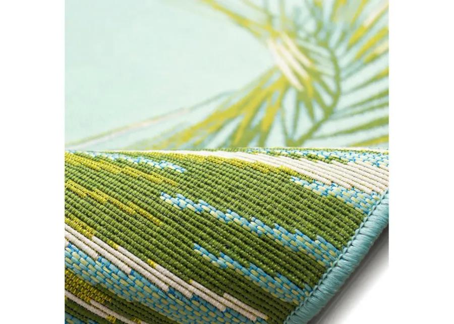 Liora Manne Marina Palm Border Indoor/Outdoor Area Rug in Aqua by Trans-Ocean Import Co Inc