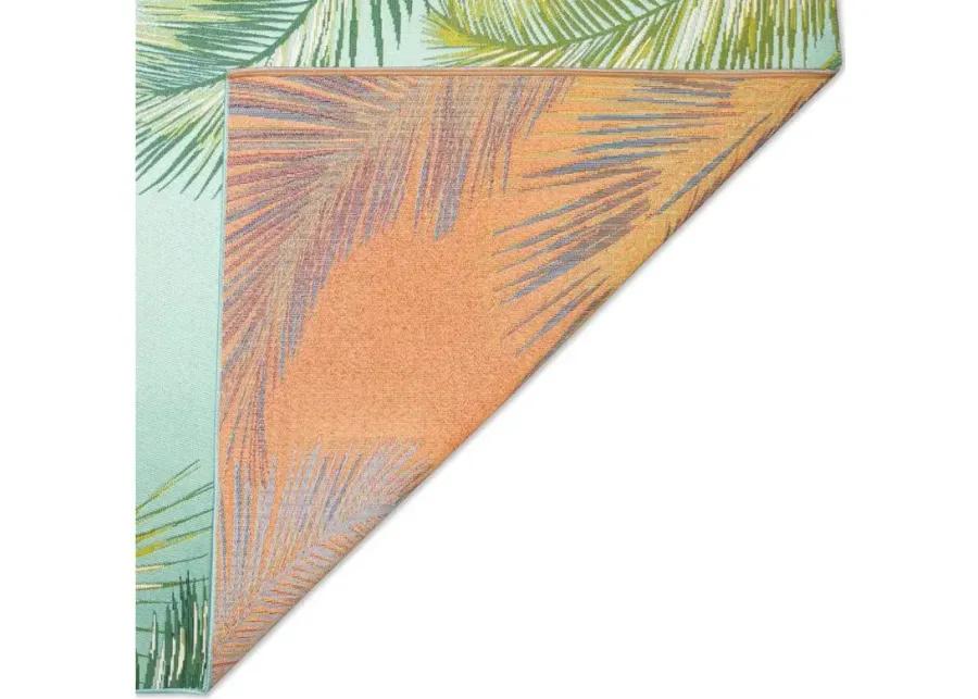 Liora Manne Marina Palm Border Indoor/Outdoor Area Rug in Aqua by Trans-Ocean Import Co Inc