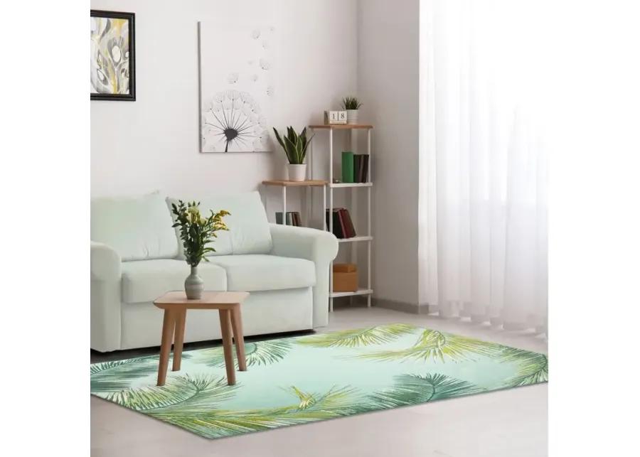 Liora Manne Marina Palm Border Indoor/Outdoor Area Rug in Aqua by Trans-Ocean Import Co Inc