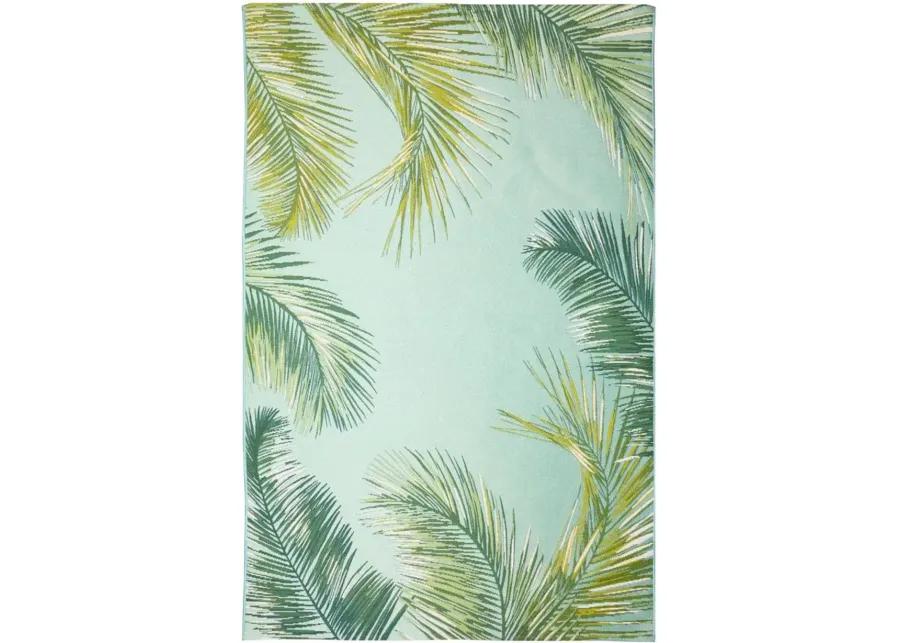 Liora Manne Marina Palm Border Indoor/Outdoor Area Rug in Aqua by Trans-Ocean Import Co Inc