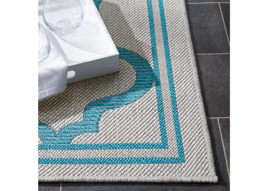 Bermuda Morocco Indoor/Outdoor Runner Rug in Beige & Aqua by Safavieh