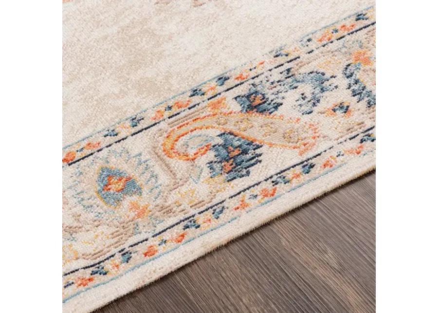 Huntington Beach Nouveau Indoor/Outdoor Area Rug in Oatmeal, Aqua, Dark Blue, Orange, Medium Brown, Medium Gray, Saffron, Dusty Coral, Red, Cream by Surya