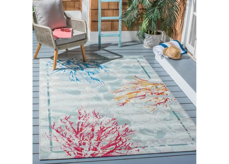 Barbados Coral Indoor/Outdoor Area Rug in Teal / White by Safavieh