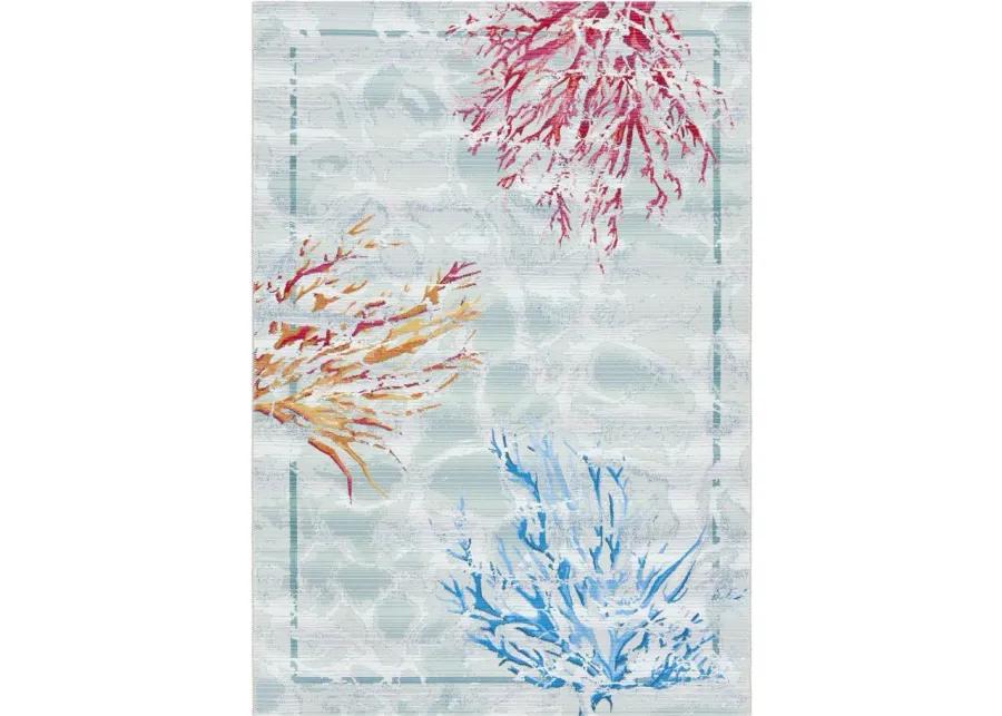 Barbados Coral Indoor/Outdoor Area Rug in Teal / White by Safavieh