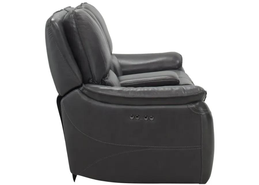 Corsello Leather Power Console Loveseat w/ Power Headrest in Gray by Bellanest