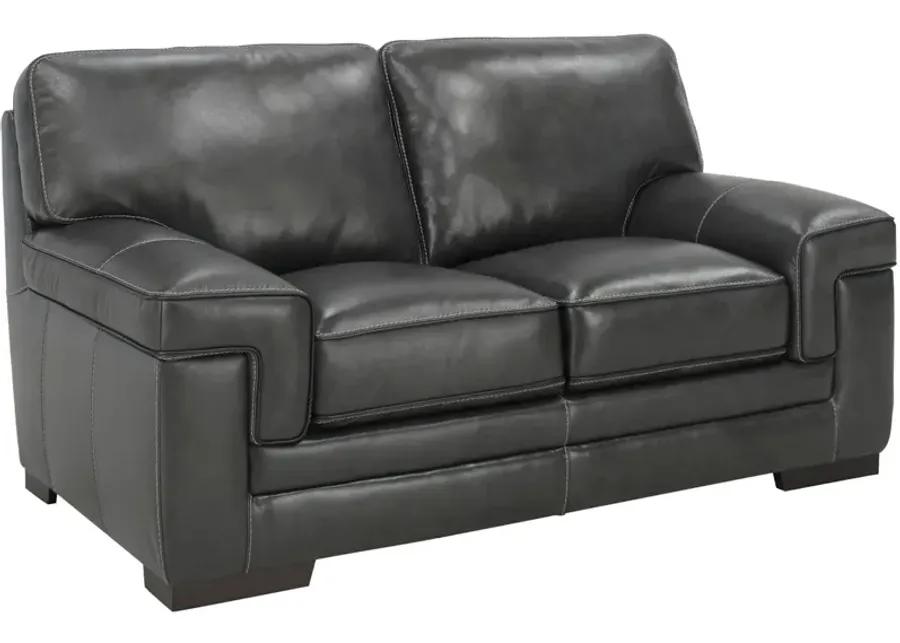 Colton Leather Loveseat in Gray by Bellanest