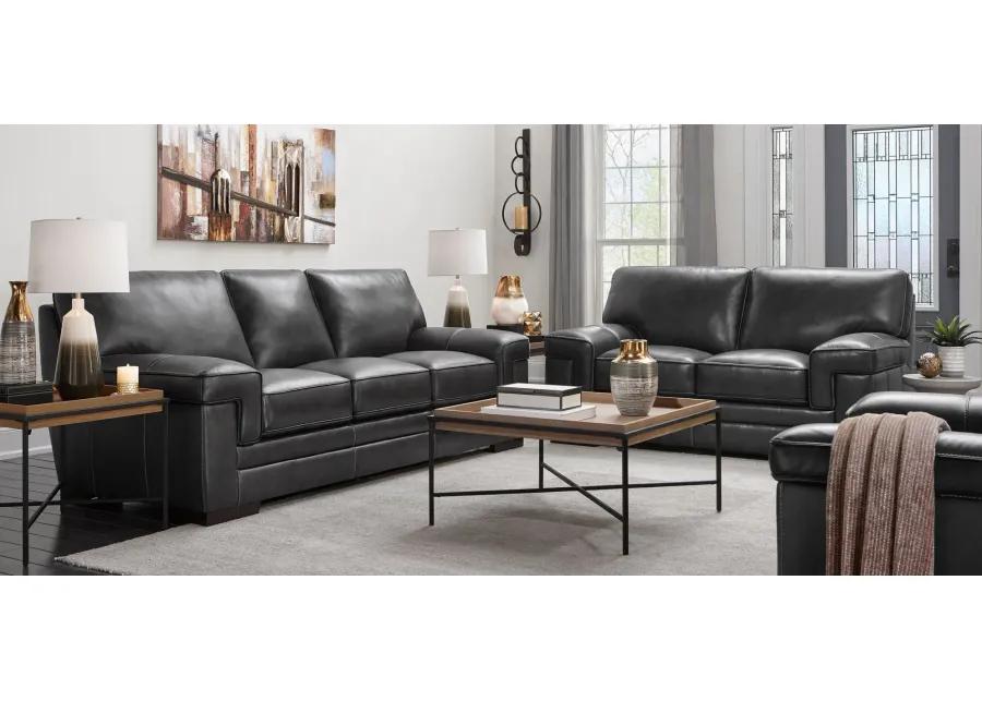Colton Leather Loveseat in Gray by Bellanest