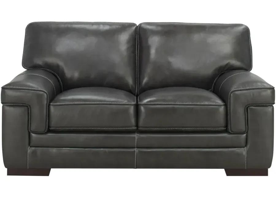 Colton Leather Loveseat in Gray by Bellanest