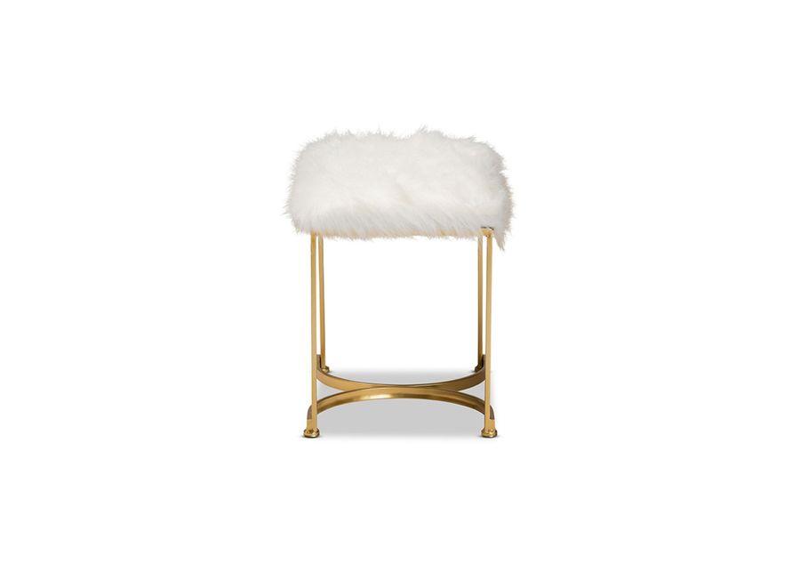 Gwyn Ottoman in White/Gold by Wholesale Interiors