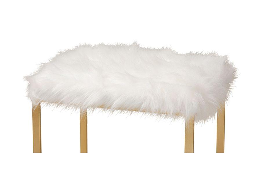 Gwyn Ottoman in White/Gold by Wholesale Interiors