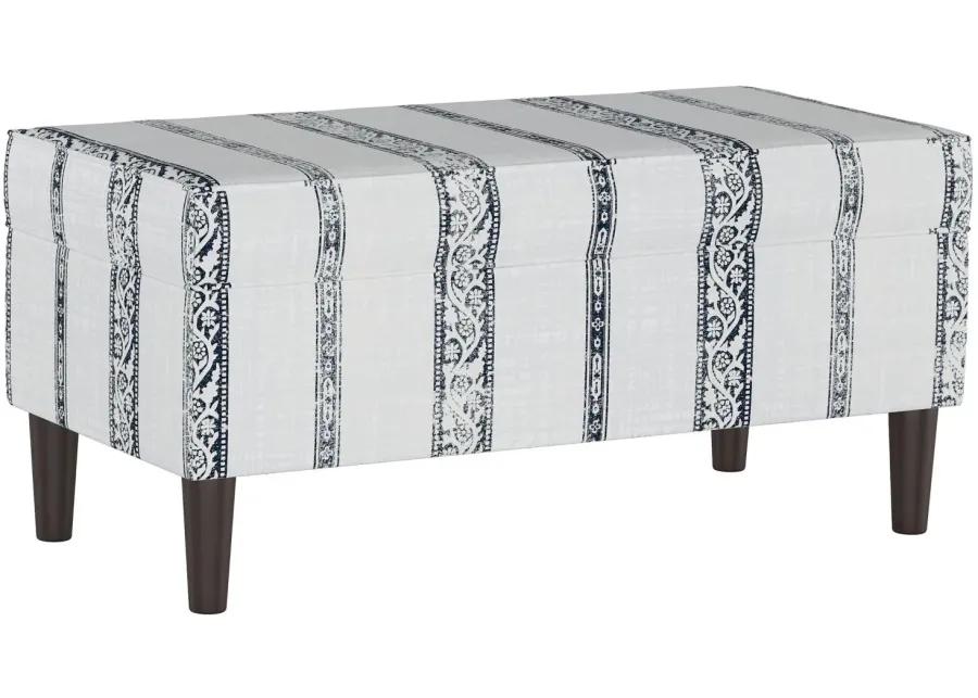 Verona Storage Bench in Block Print Stripe Light Gray by Skyline