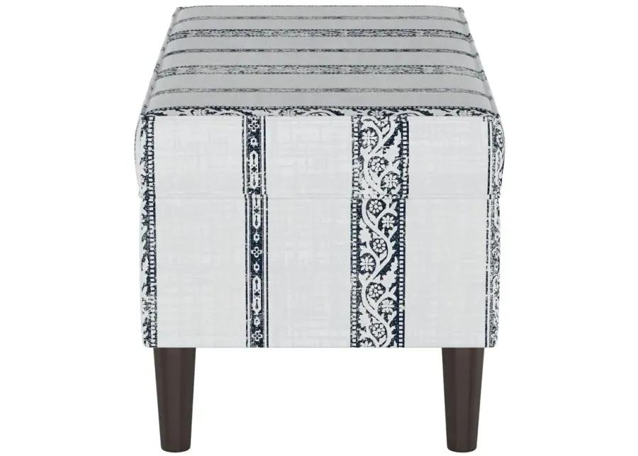 Verona Storage Bench in Block Print Stripe Light Gray by Skyline