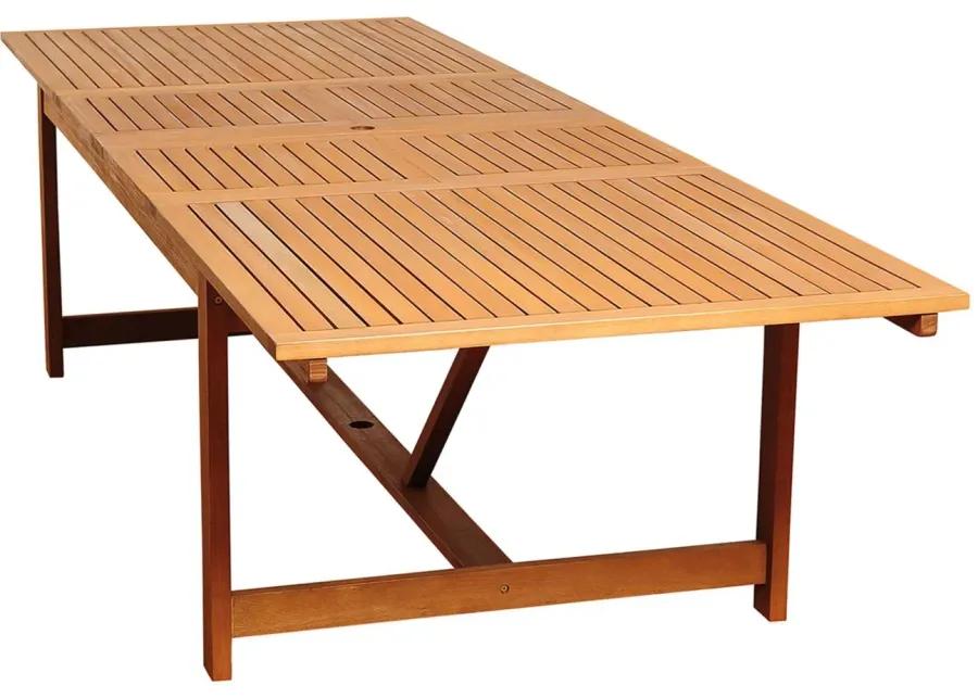 Amazonia Outdoor Eucalyptus Rectangular Dining Table w/ Leaf in Brown by International Home Miami