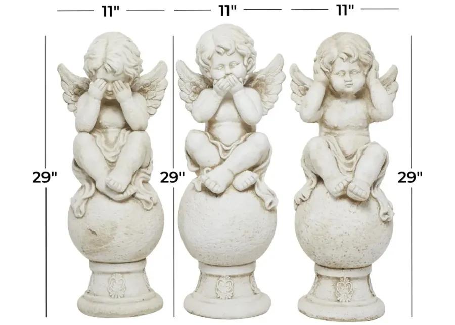 Ivy Collection White French Garden Sculpture Set of 3 in White by UMA Enterprises