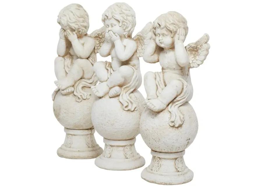 Ivy Collection White French Garden Sculpture Set of 3 in White by UMA Enterprises