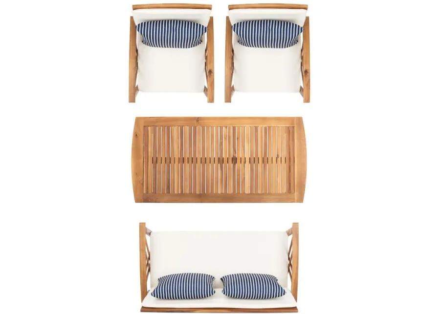 Wrangell 4-pc. Patio Set in Natural / White / Blue Stripe by Safavieh