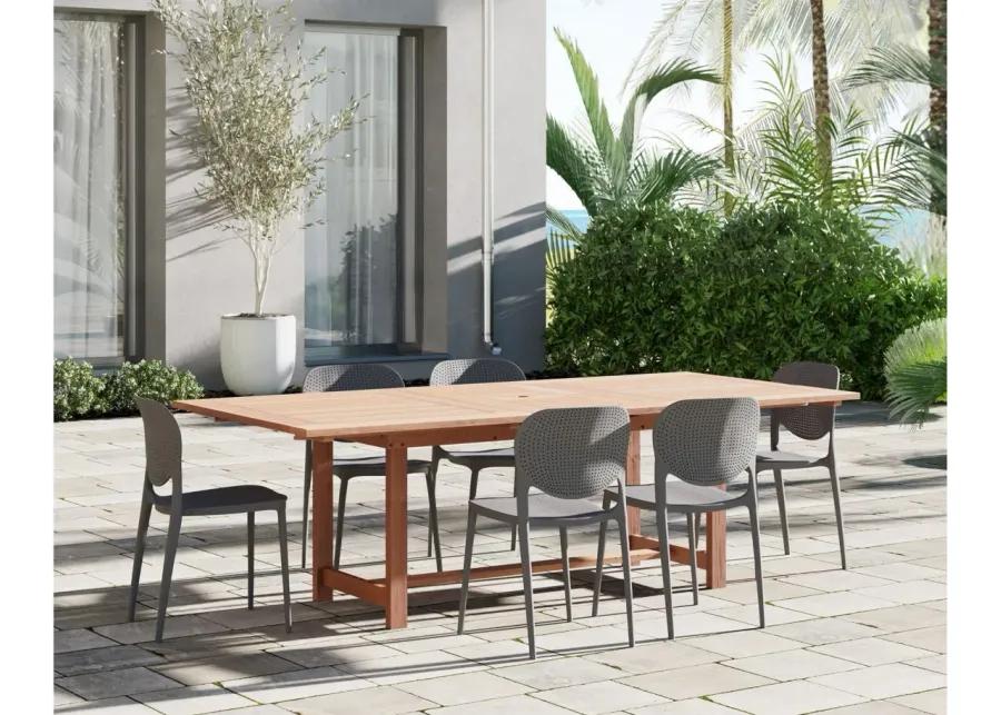 Amazonia Outdoor 7- pc. Eucalyptus Wood Dining Set in Natural;Gray by International Home Miami