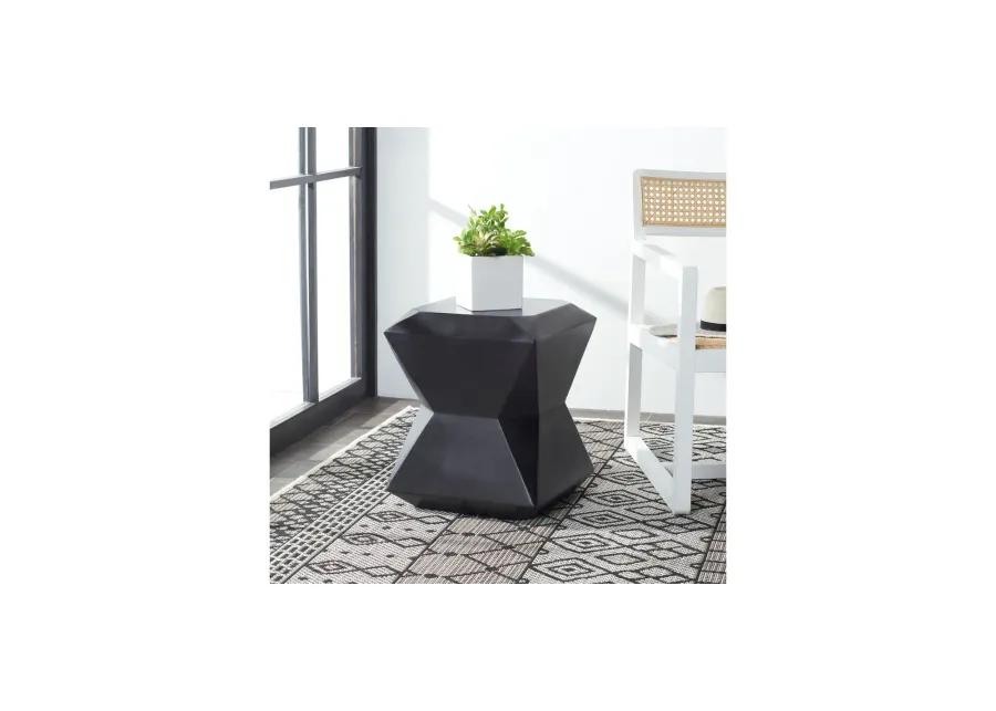 Lodi Outdoor Concrete Accent Stool in Espresso Brown by Safavieh