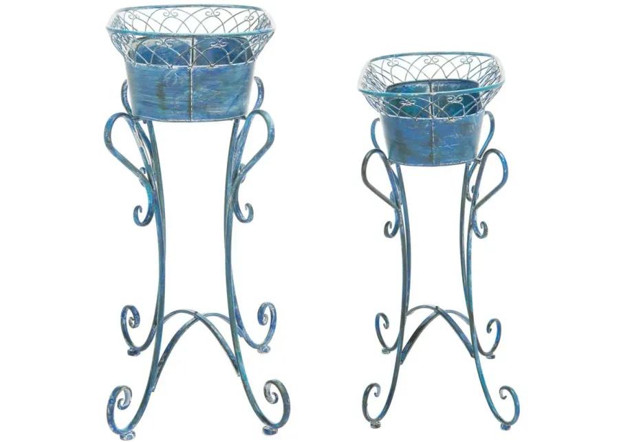 Daire Outdoor Planters in Antique Blue by Safavieh