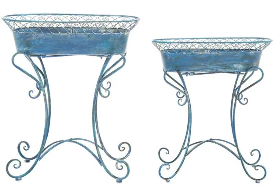 Daire Outdoor Planters in Antique Blue by Safavieh