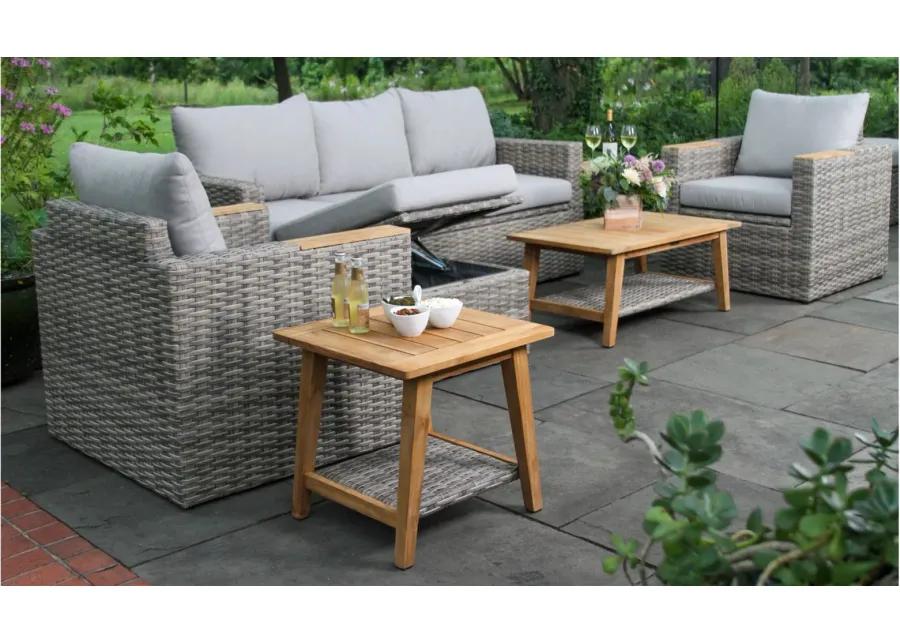 Teak and Wicker 6-pc. Patio Set in Gray by Outdoor Interiors