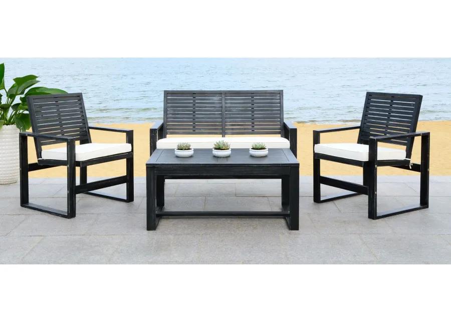 Lia 4-pc. Patio Set in Gray Brown / White / Blue by Safavieh