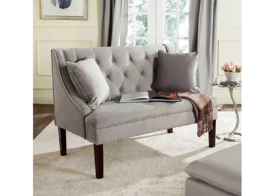 Monroe Velvet Settee in Gray by Safavieh