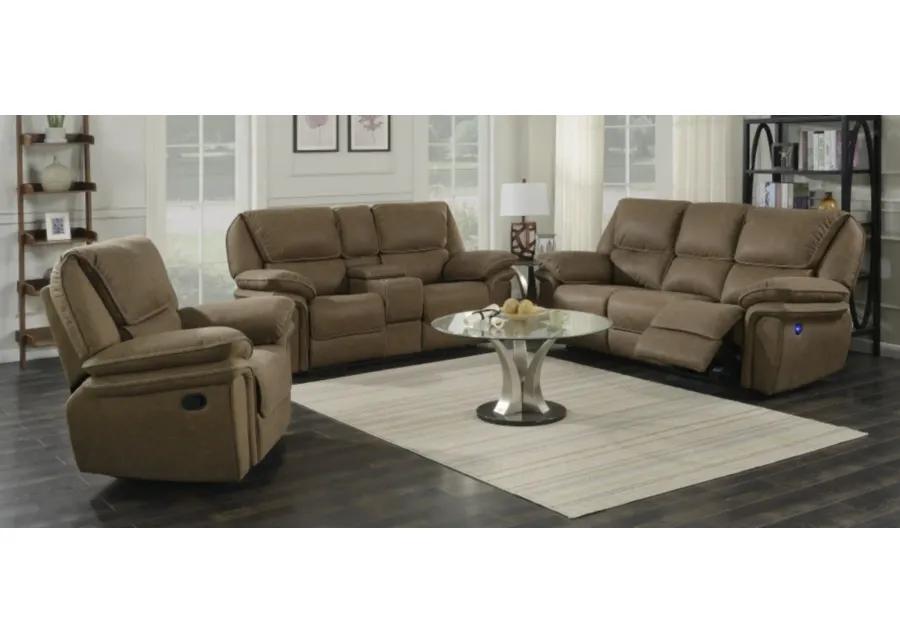 Allyn Power Console Loveseat in Desert Sand by Emerald Home Furnishings