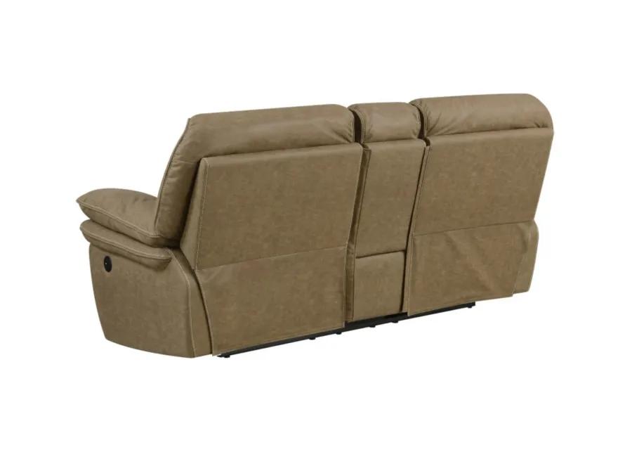 Allyn Power Console Loveseat in Desert Sand by Emerald Home Furnishings