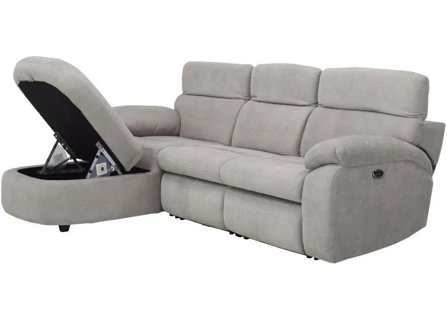 Enbright Microfiber 3-pc. Power-Reclining Sectional in Gray by Bellanest