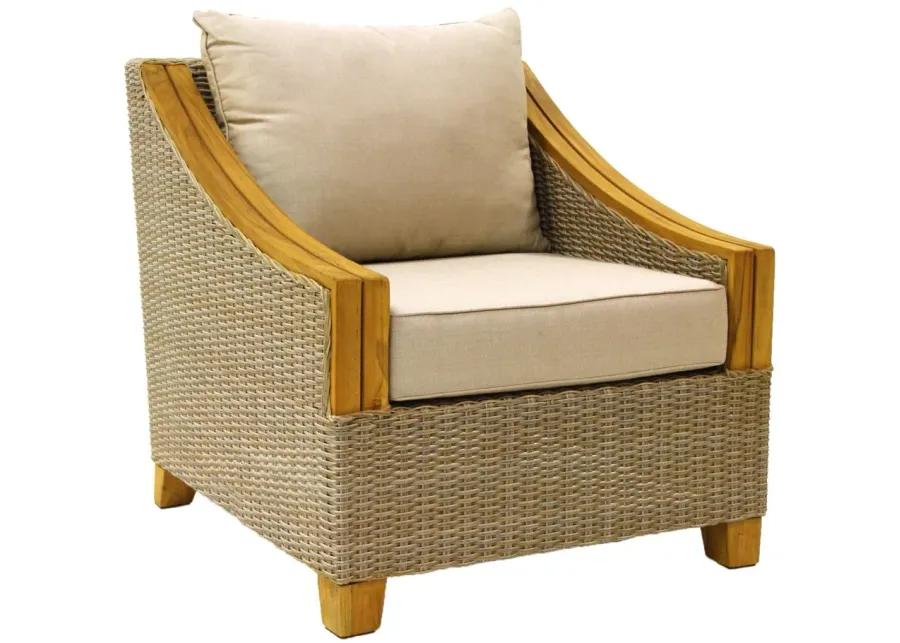 Sea Drift Outdoor 3-pc. Wicker and Teak Seating Set with Sunbrella Cushions in Natural by Outdoor Interiors
